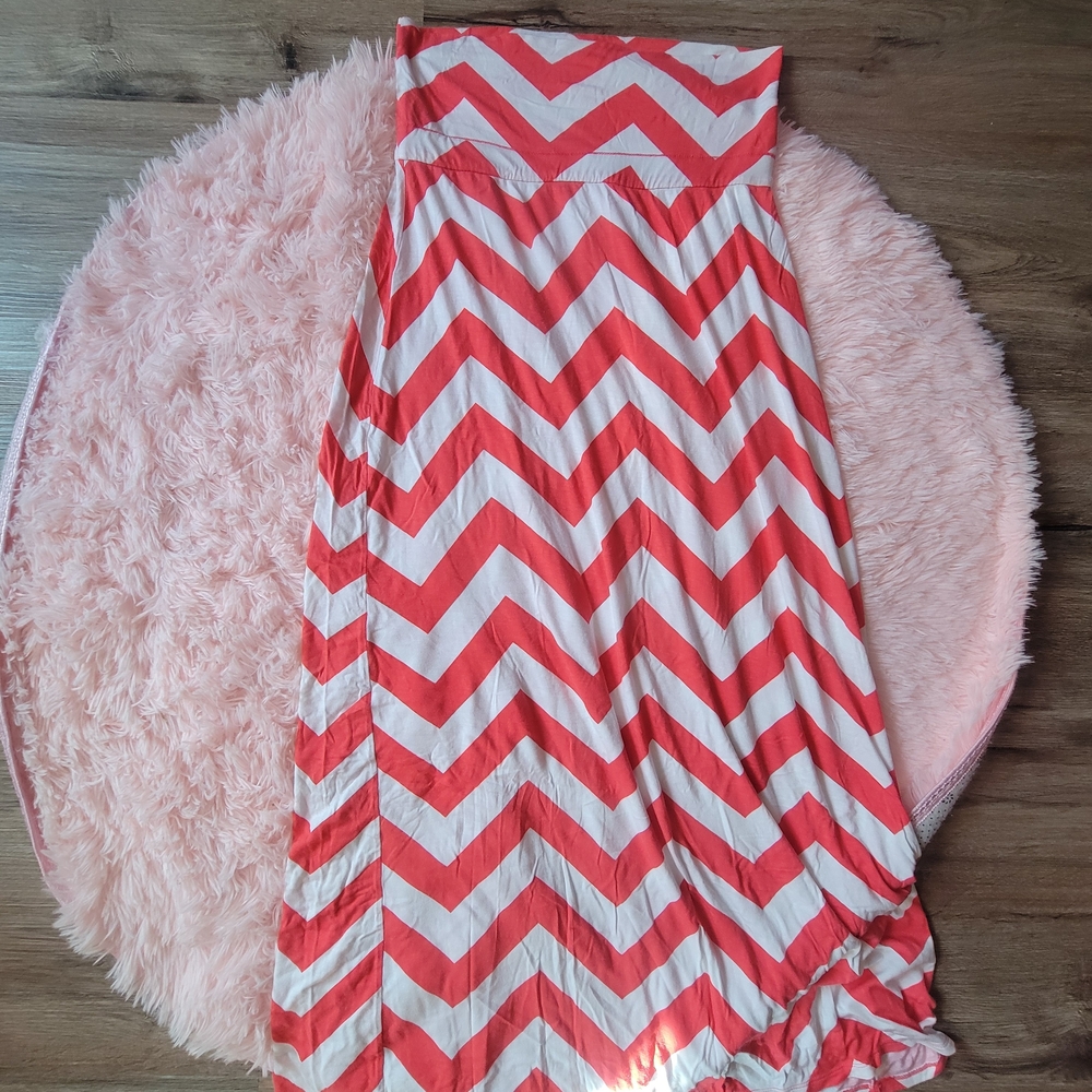 a.n.a Coral and White Strapless Maxi Dress